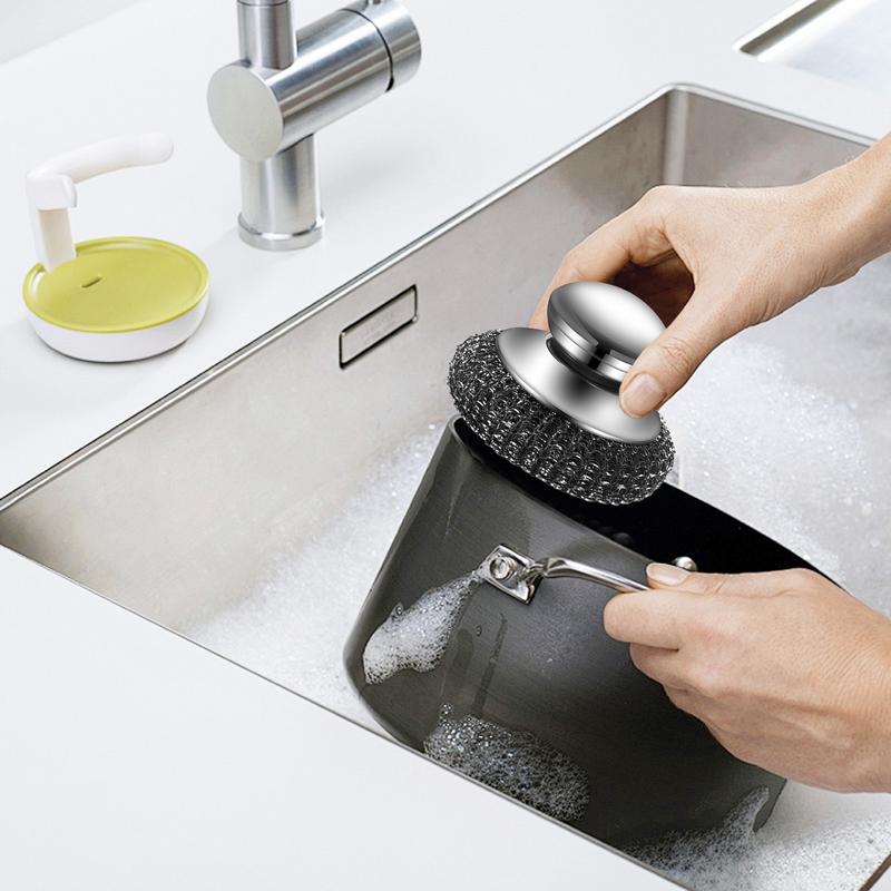 Oppvaskmaskin i rustfritt stål med håndtak oppvaskmaskin i ull kraftig skrubbeverktøy i stålull skrubbing i rustfritt stål