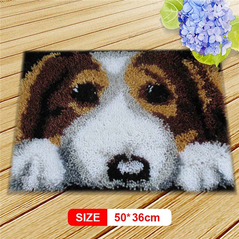 Animal Series Latch Hook Rug Kits Dogs 3D Segment Embroidery Pillow Wool Cross Stitch Carpet Embroidery DIY Latch Hook Pillow: DTX123
