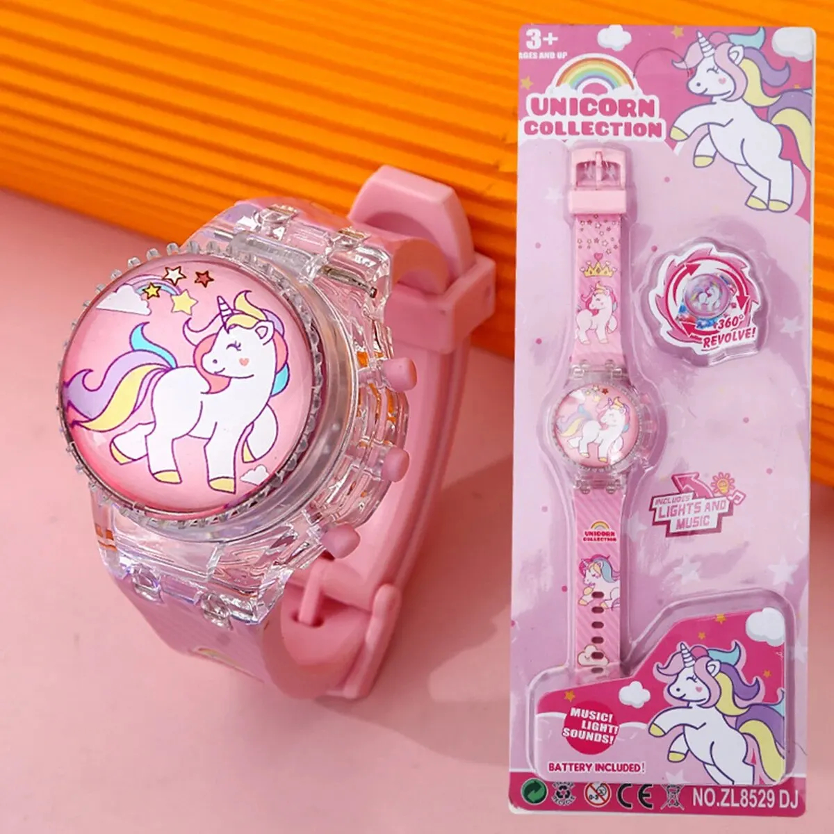 Montre électronique de dessin animé pour enfants, montres-bracelets numériques pour filles, horloge jouet mignonne, lumière flash tournante, de fête Nairobi Orn, musique: Default Title