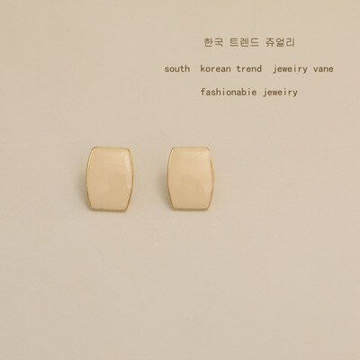 Huanzhi 2020 novo metal gotejamento esmalte geométrico quadrado brincos do parafuso prisioneiro retro ouro na moda para as meninas do casamento jóias de viagem: 3