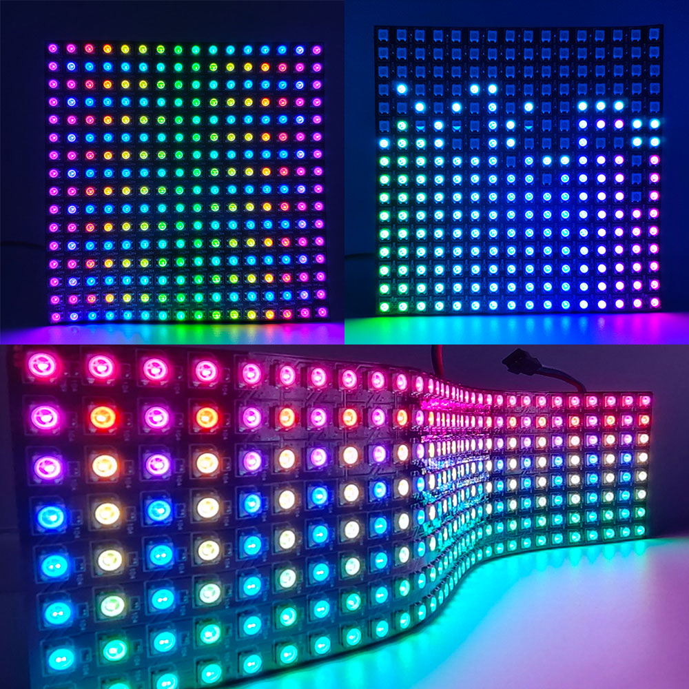 Ws2812b individuelt adresserbare panellys  ws2812 rgb led digital fleksibel 8 x 8 16 x 16 8 x 32 pikselmodul matriseskjerm  dc5v