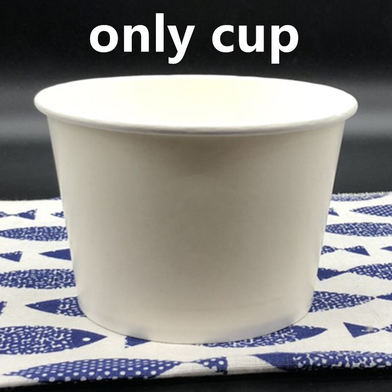 50pcs 400ml 500ml white disposable food packaging container BBQ picnic food fruit salad soup paper cup with lid: only cup / 400ml 50pcs