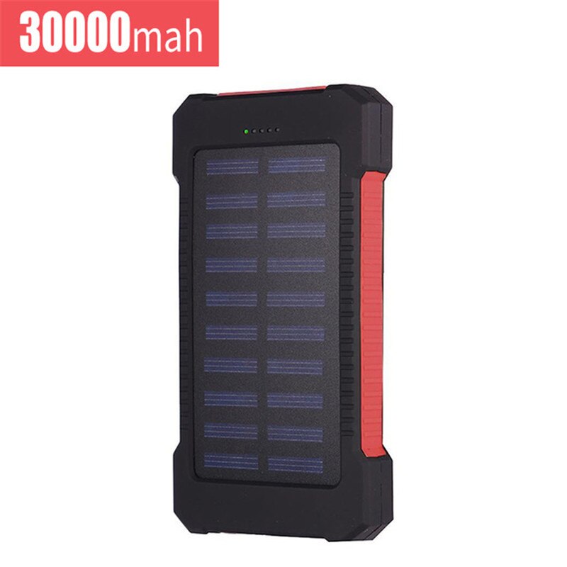 Banco de energía Solar de 30000mAh, cargador portátil de gran capacidad de teléfono móvil, LED, para viajes al aire libre, para Xiaomi, Samsung, IPhone: red