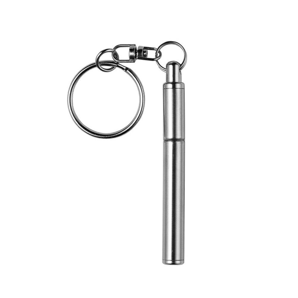 Bærbart rustfrit stål teleskopisk penværktøj metal ergonomisk nøglering kuglepen værktøj nøglering pen pen
