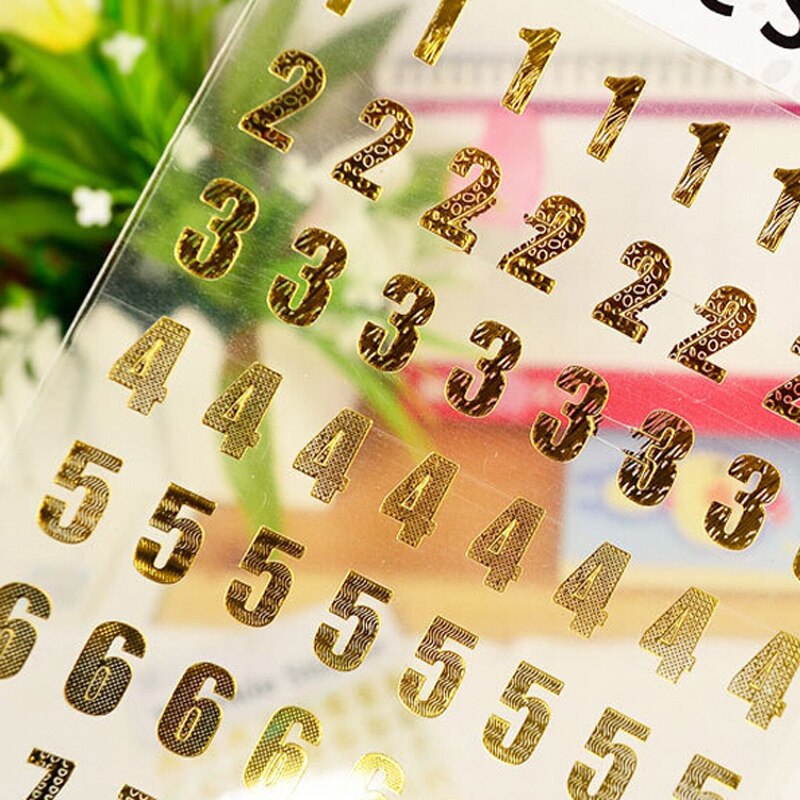 10 Vellen Nummer Stickers Goud/Zilver Kleur Nummer Sticker Plakboek Thuis DIY Decoratie Craft Papelaria