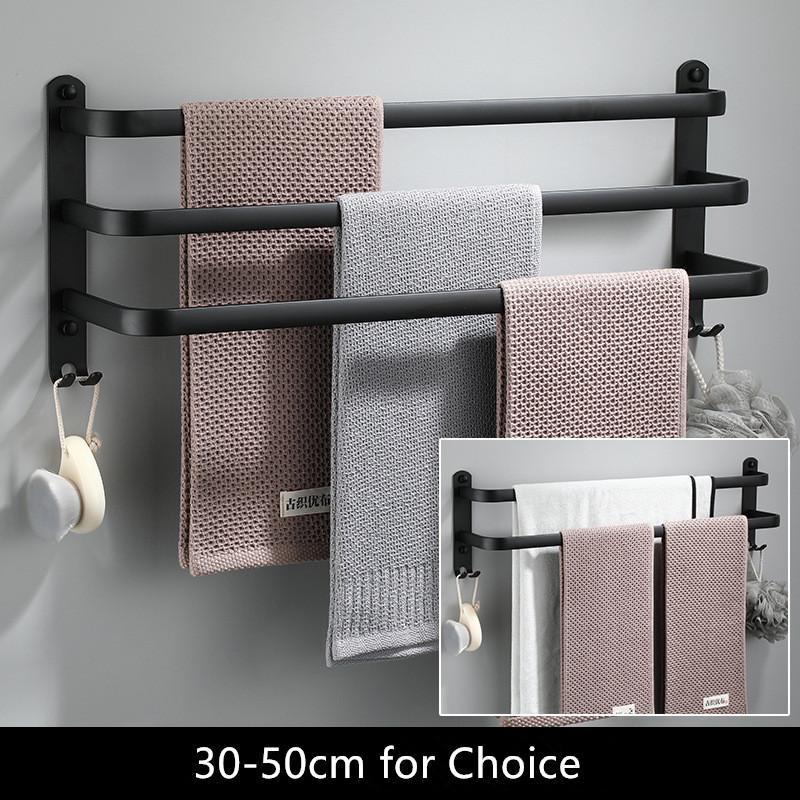 Handdoek Hanger Wandmontage 30-50 Cm Handdoekenrek Badkamer Aluminium Zwarte Handdoek Bar Rail Matte Zwarte Handdoek Houder ruimte Aluminium