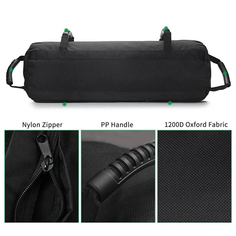 Sacs de sable de poids de forme physique chauds, sac de sable de gymnastique d'entraînement résistant de charge dynamique d'exercice d'entraînement (noir (10-60Lbs))