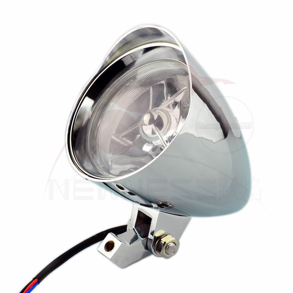 Motorcycle Aluminum Tri Bar 4.5&quot; Bullet Headlight Lamp For Harley Sportster XL Dyna Softail FXR FXST Chopper Bobber Custom: Chrome