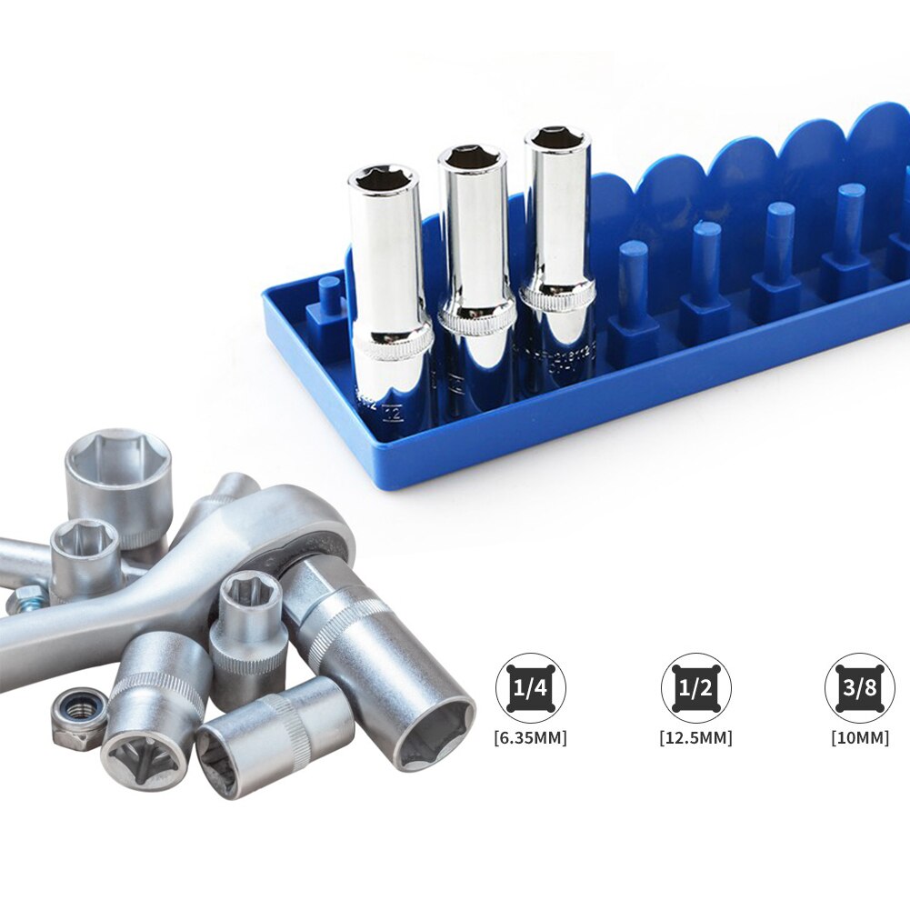 Socket Organizer Tray Rack Storage Holder Tools Set Home Repairing Shelf Stand Bracket Inch 1/4 1/2 3/8 For Garage Workshop