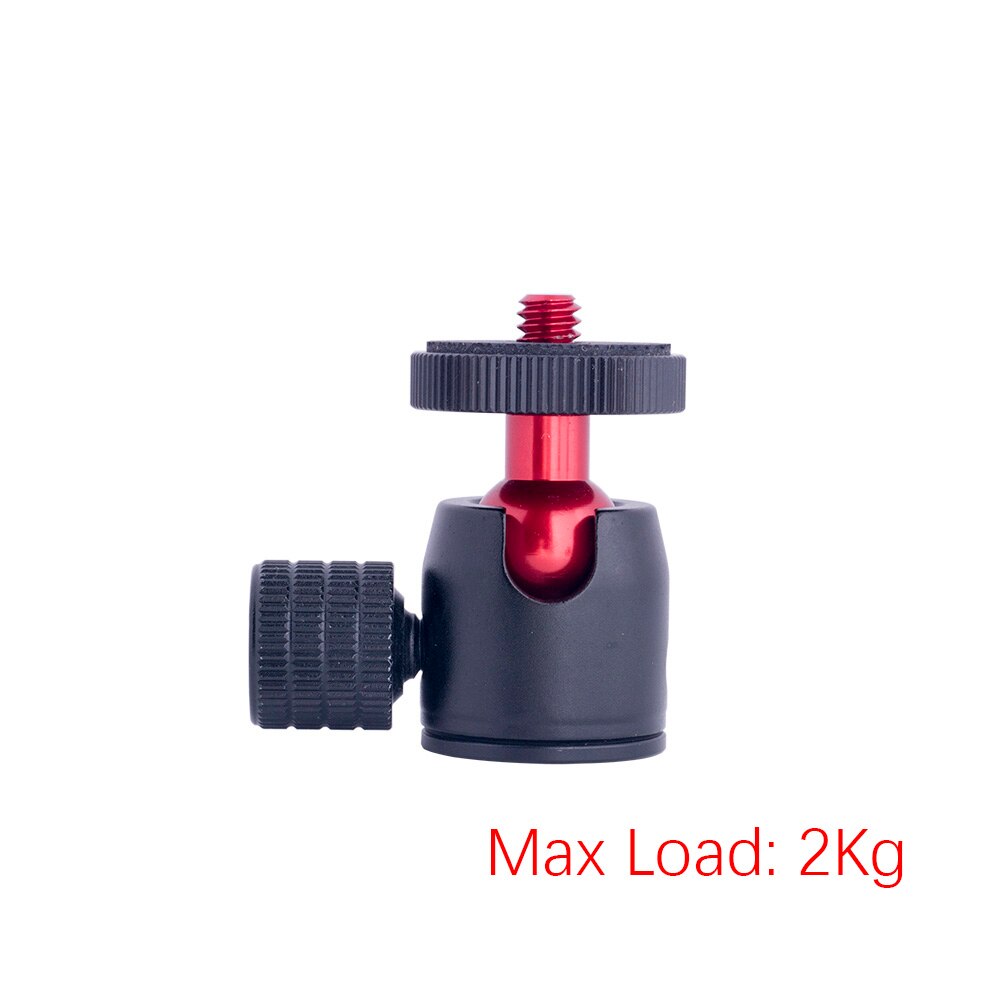 Camllite Portable Table Tripod Ball Head Metal 360 Degree Swivel Mini Ball Head 1/4&quot; Screw Mount For DSLR Camera Fill Light: Red