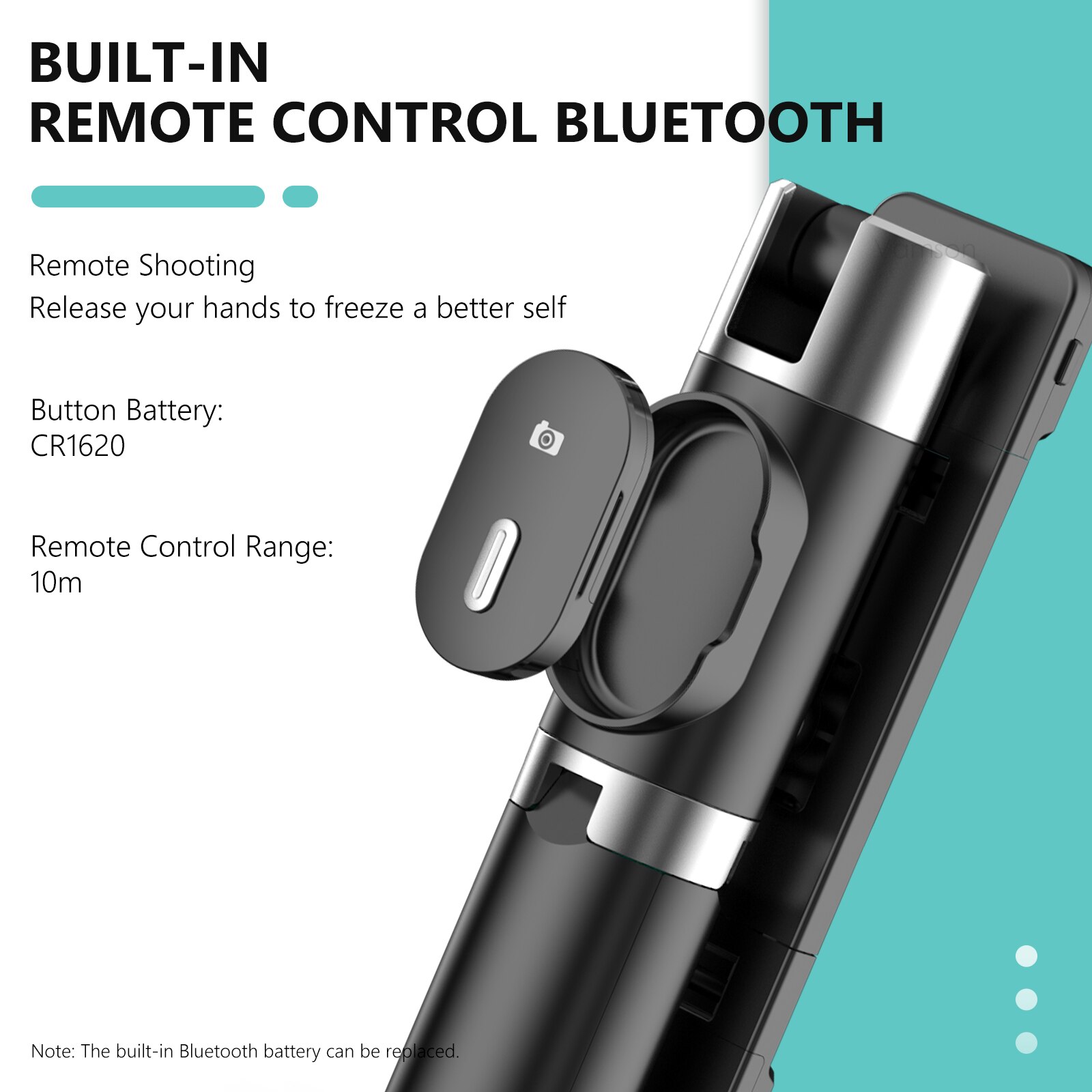 Vamson para iphone ios android tripé selfie vara com controle remoto sem fio bluetooth e 3 cores 9 modos duplo luz de preenchimento vp405