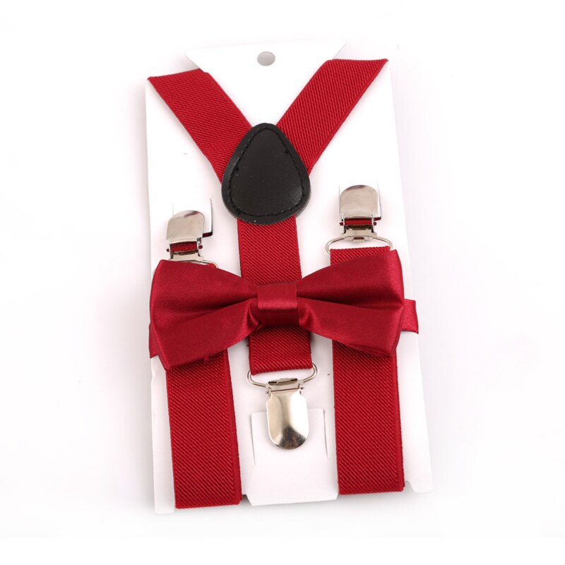 Kids Suspenders With Bowtie Children Bow Tie Set Boys Braces Girls Adjustable Suspenders Baby Wedding Ties Accessories: Maroon