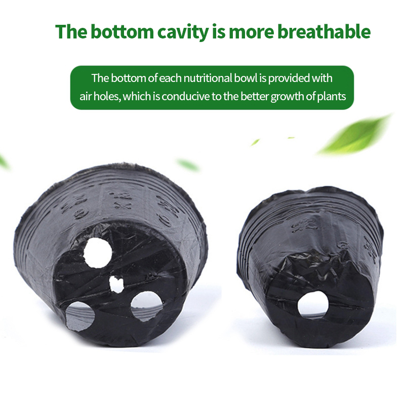 100pcs PE Plastic Planting Bag Black Nursery Pots Suitable Small Large Garden Flower Fruit Vegetable Cultivation Garden Supplies