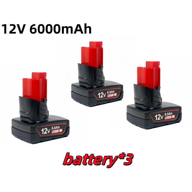 M12 Milwaukee 12V 6000mAh lithium battery, suitable for power tool model 12V XC 48-11-2410 48-11-2420 48-11-2411-2460: GRAY