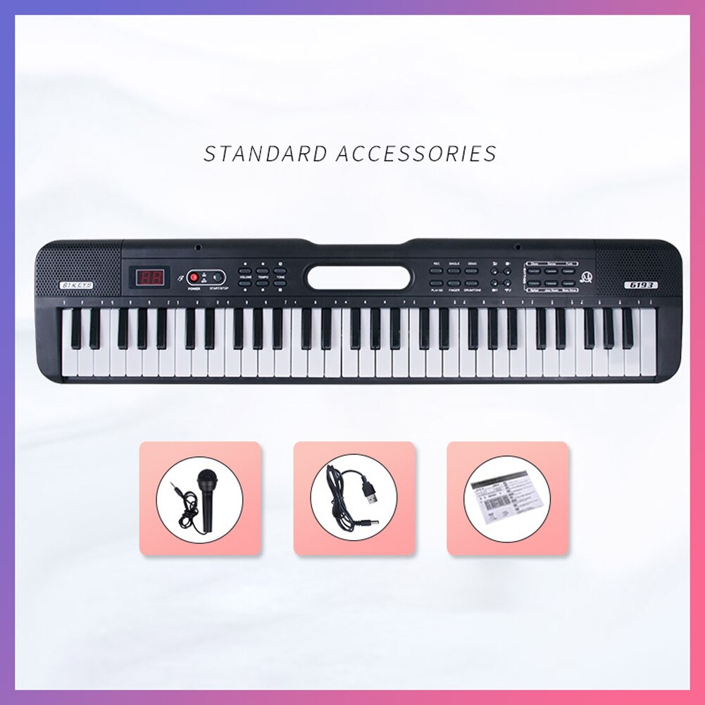 61 Keys Digital Music Electronic Keyboard Dual Power Mode Multifunctional Electric Piano for Kids Piano Student Beginners
