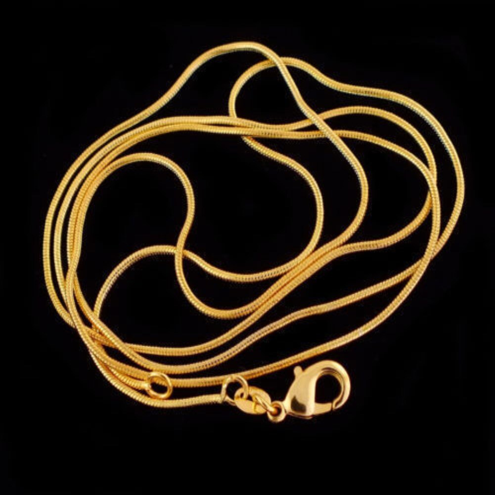 Snake Chain 18K Goud Kleur Kettingen 16/18/20/22/24/26/28/30 Inch Vrouwen Mannen Jewelry