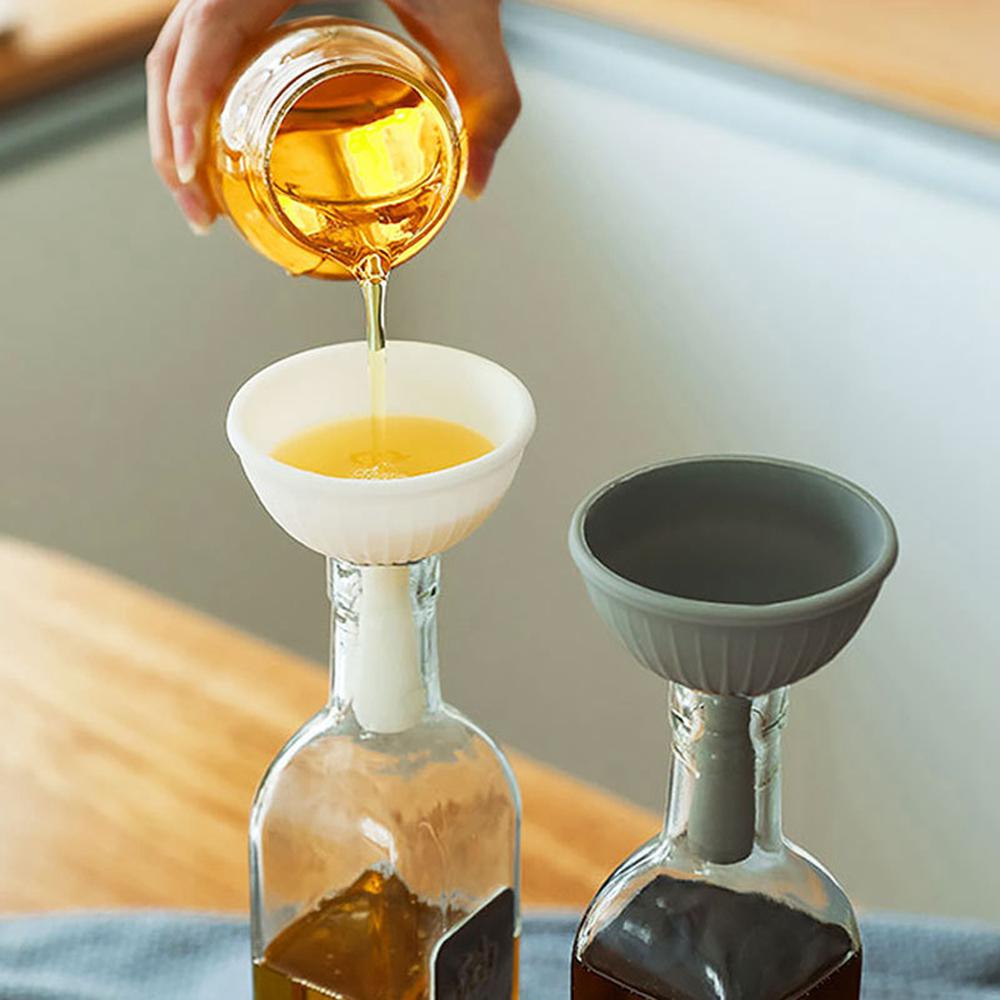 Embudos multifuncionales 2 en 1, embudos plegables de silicona de alimentaria, miniembudo separador de aceite de cocina, bebidas de vino, embudos separadores