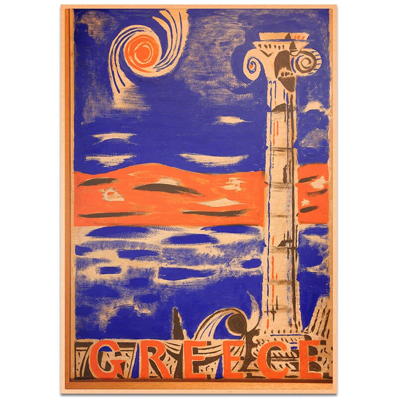 Kreikka kaupunki matkajuliste seinätaide tarra vintage voimapaperi kahvila pubibaari hotellin sisustus käsinmaalattu maisemakuva 42 x 30cm: Kaupunki 236