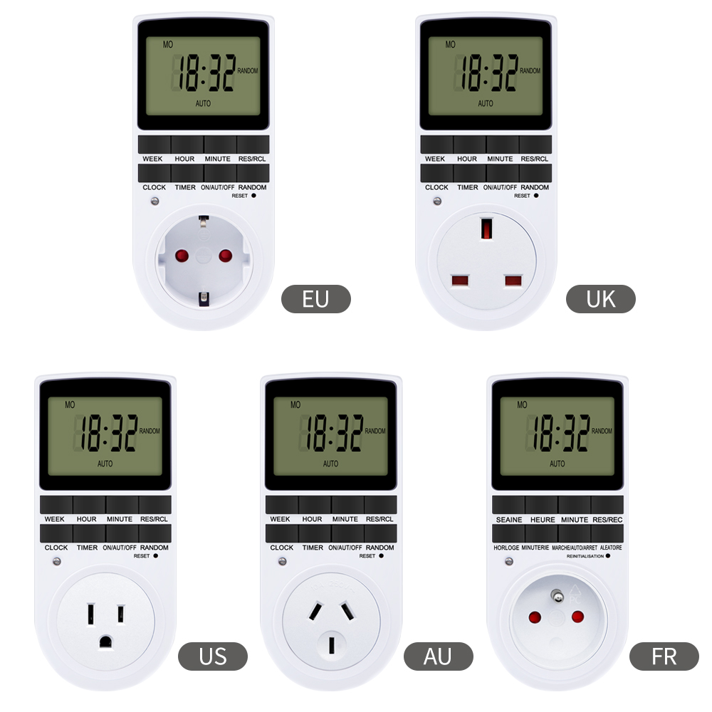 Digital Timer Switch Electronic 12/24 Hour Programmable Timing Socket EU UK US AU FR Plug Outlet Kitchen Appliance Time Control
