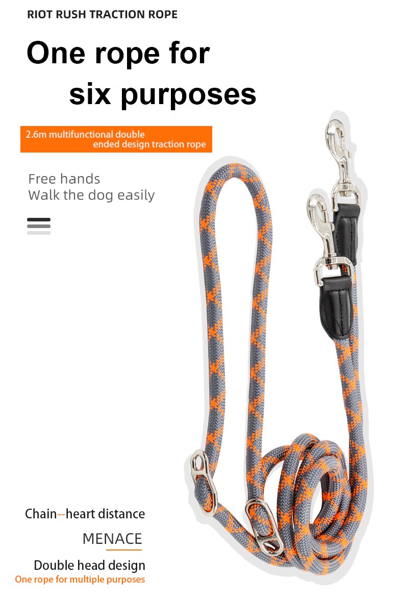 2.6m handsfree hundebånd til løping multifunksjonell hundetrening bånd nylon dobbel bånd til små valp &amp; butikk hunder