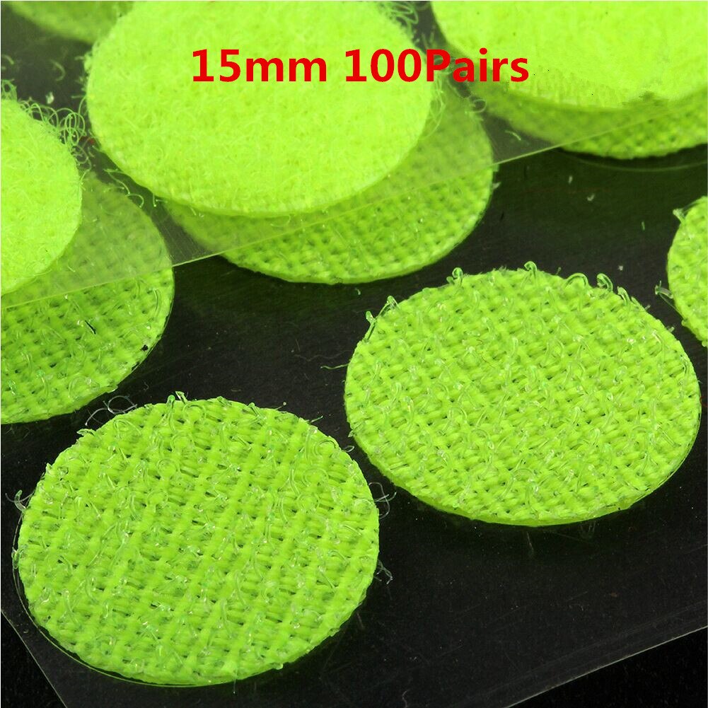 10/15mm Rond Points Autocollant Velcro Auto-Adhésif Fort Ruban D'attache En Nylon de Boucle De Crochet de Matériel De Couture Travaux Manuels Accessoire: Green 15mm 100Pairs