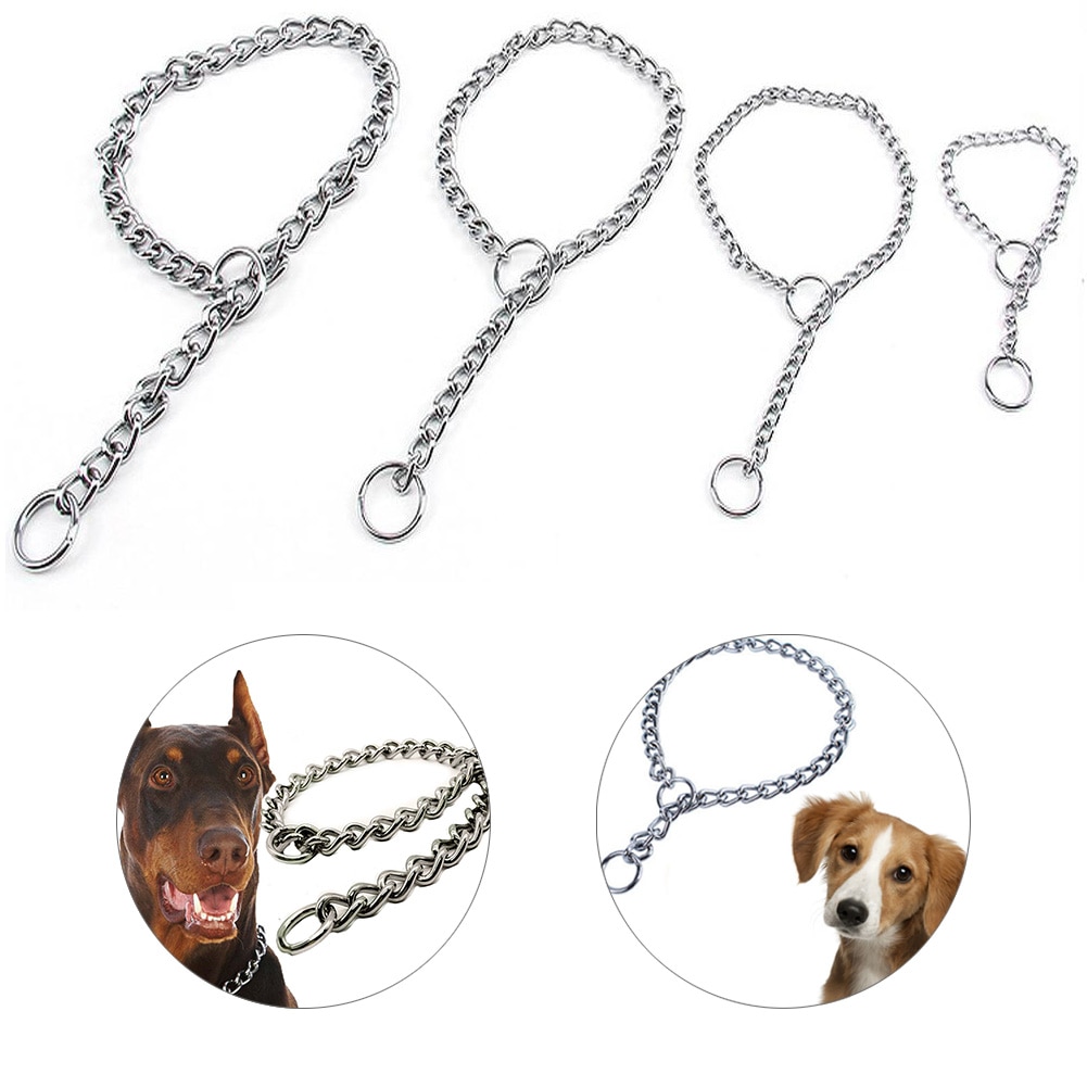 Stainless Steel Adjustable Dog Chain Collar Pet Collar Walking Dog Traction Rope Metal Pet Necklace For Small Medium Dog