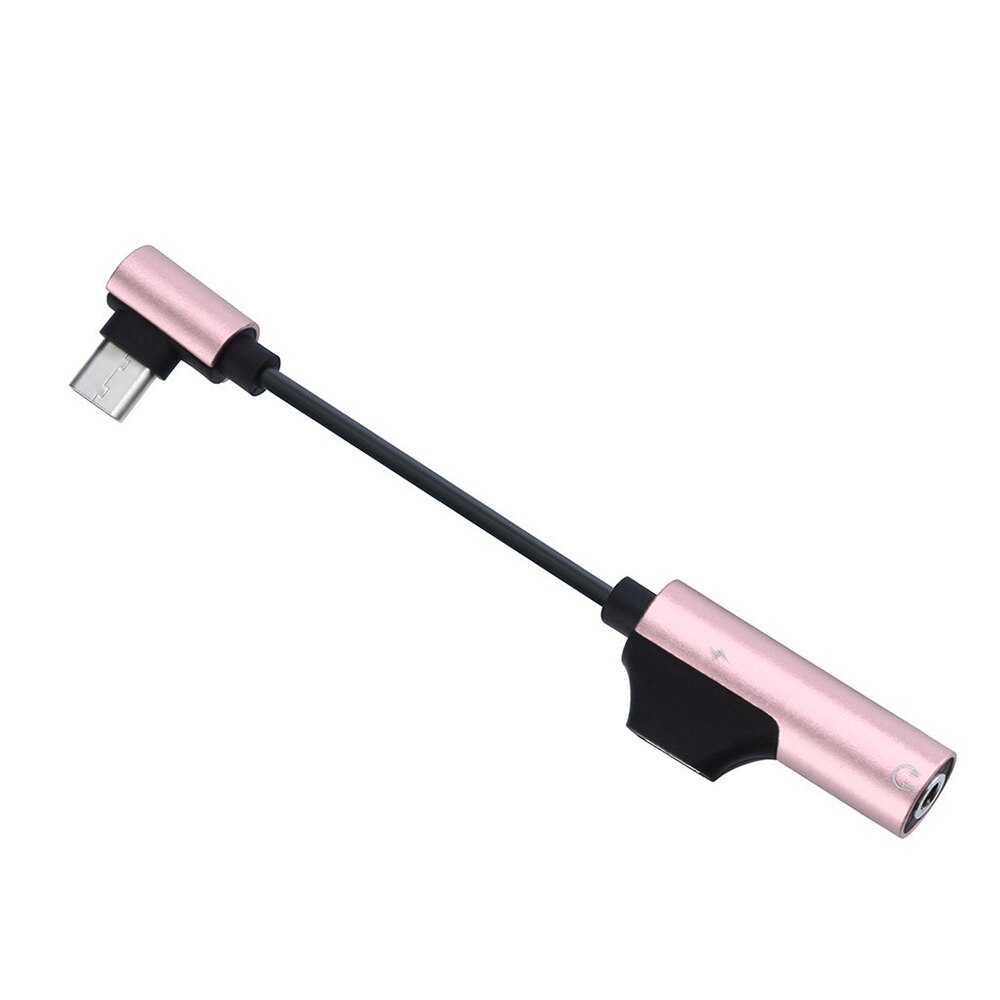 2 In 1 Type-C Tot 3.5 Mm Koptelefoonaansluiting Opladen Adapter Voor Huawei P30 Pro P20 Mate Metalic mobiel Converter Accessoires: Rose Gold