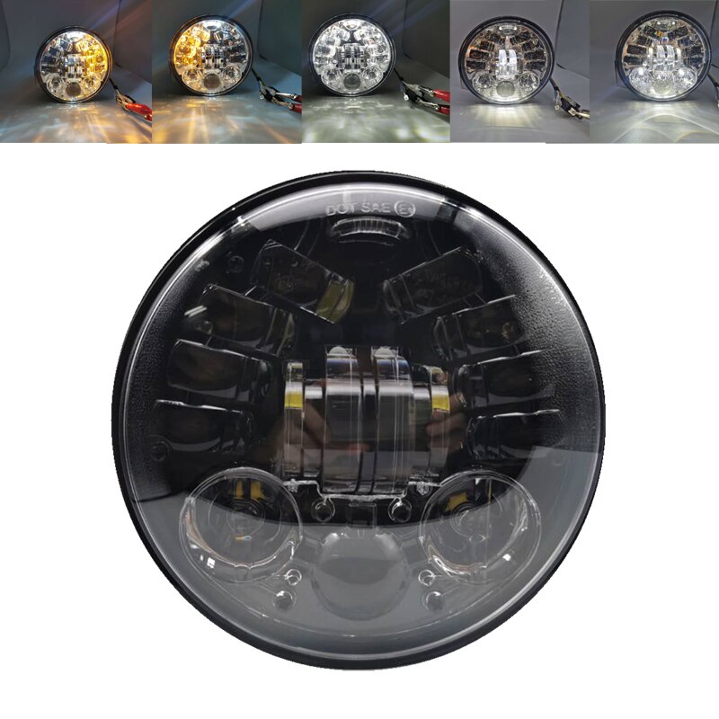Universal- Motorrad Scheinwerfer 5,75 Zoll LED Scheinwerfer H4 Phare Farol Moto Scheinwerfer Hallo/Abblendlicht 5-3/4 "projektor Licht Eisen 883.: 70W Schwarz A