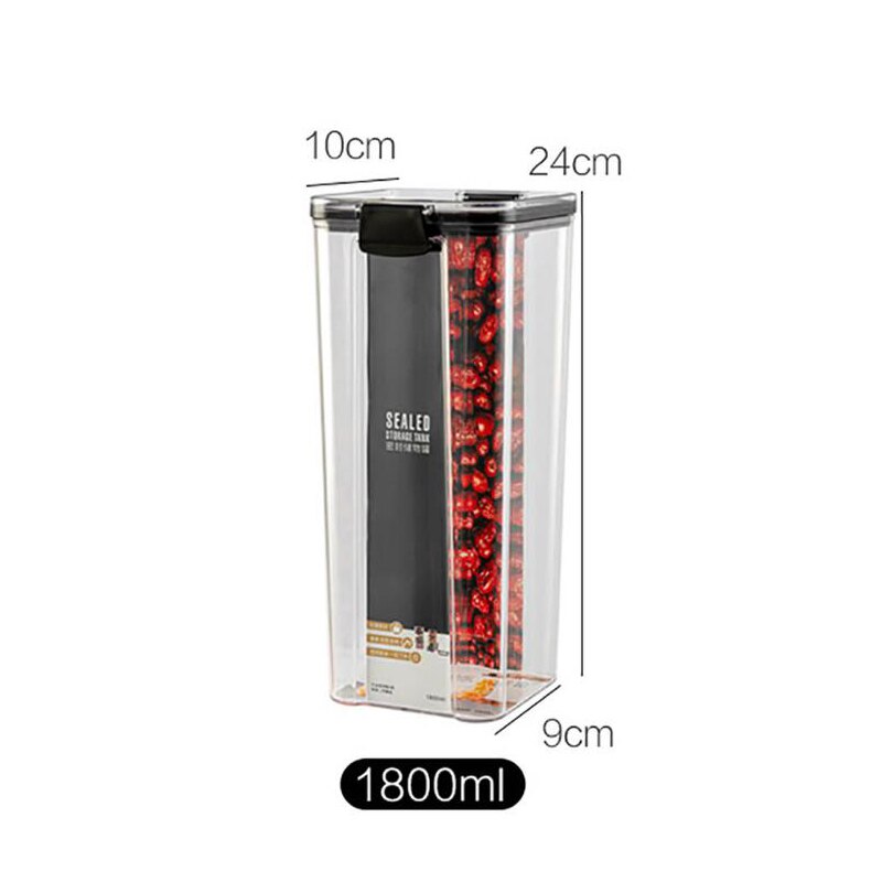 1800ml Dry Food Storage Box Food Containers Transparent Stackable Kitchen Spaghetti Noodles Sealed Tank Cans Organizers bottles: A 1800ml