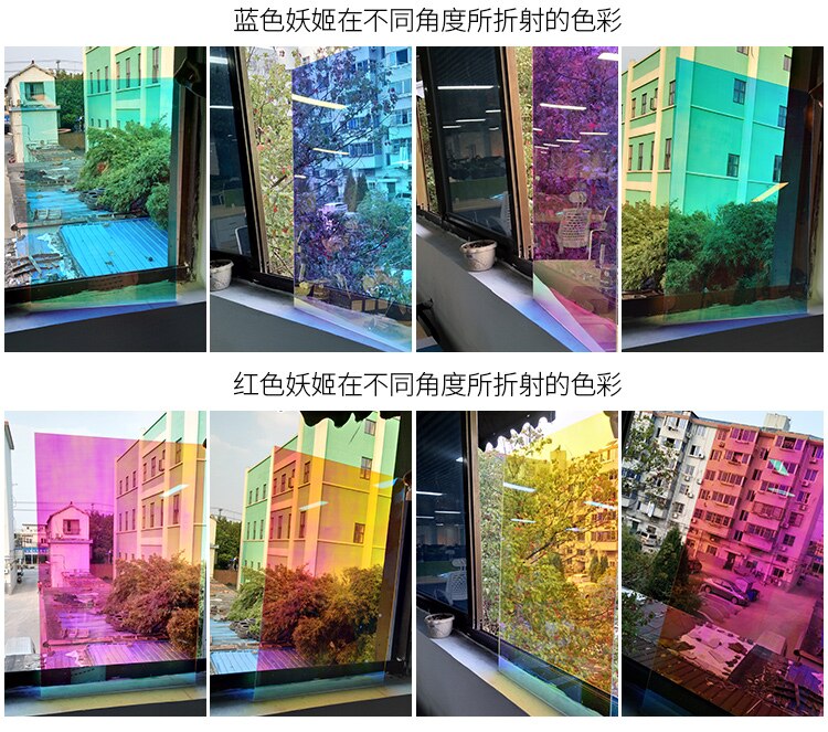Sunice selvklæbende dikroisk regnbue solfarvet vinduesfilm hjemmekontorbygning indkøbscenter glasindretning 35 cmx 6m