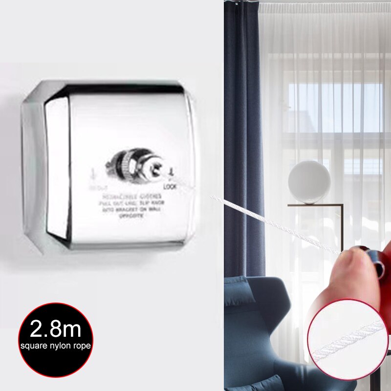 Punch-free Clothes Drying Rack Rope Home Storage Stainless Steel Retractable Clotheslines Clothes Dryer Organiser Laundry Hanger: 2.8m Square Nylon