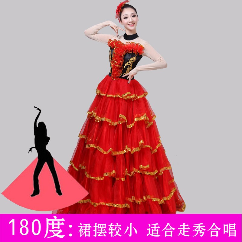 Opening Dance Big Pendulum Dress Spanish Flamenco Show Performance Dance Full-skirt Adult Female Dance Chorus National Suit H620