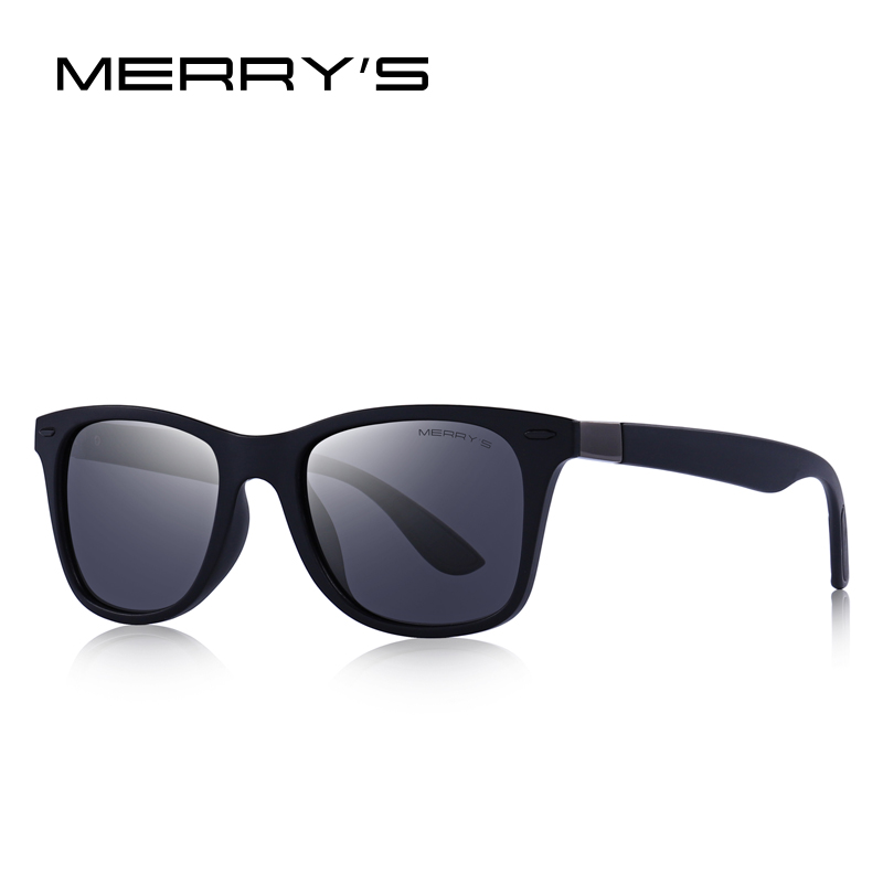 Merrys mænd kvinder klassisk retro nitte polariserede solbriller lysere firkantet ramme 100%  uv beskyttelse  s8508: C01 sorte