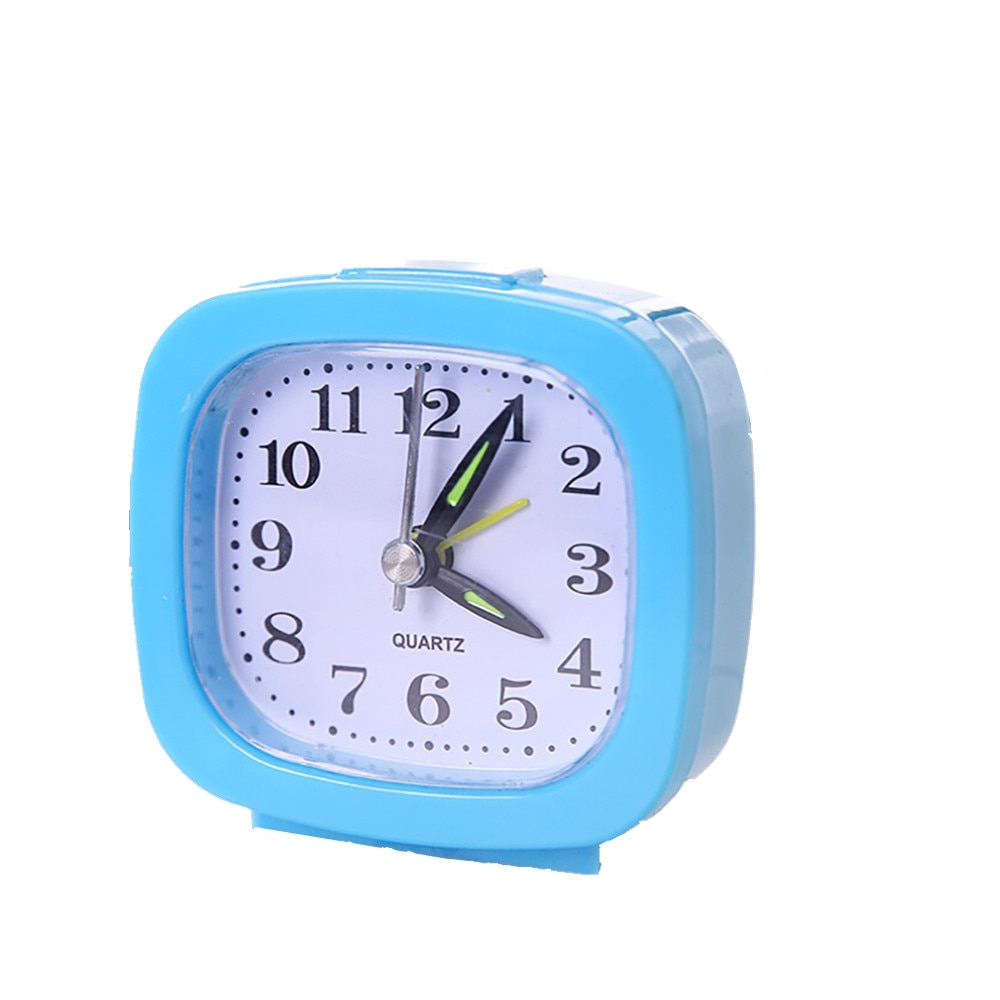 Vierkant klein bed, compact, reiskwarts, pieptoon, wekker, schattig, draagbaar bureauklokje, slaapkamer, nachtlampje