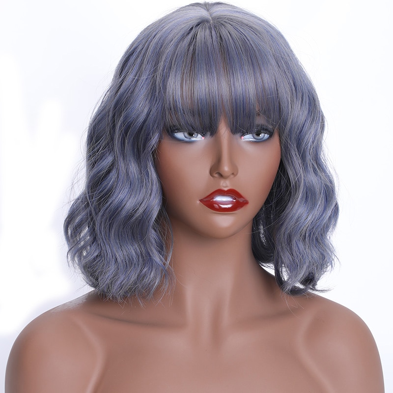 MERISI HAIR-pelucas de pelo sintético para mujer postizas completas de fibra resistente al calor, color azul, 2 colores, para mujeres blancas/negras