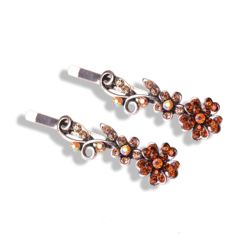 Morkopela Girls Flower Hairpin Pairs Rhinestone Hair Clip Jewelry For Women Party Banquet Hair Pins Accessories: flower-champagne
