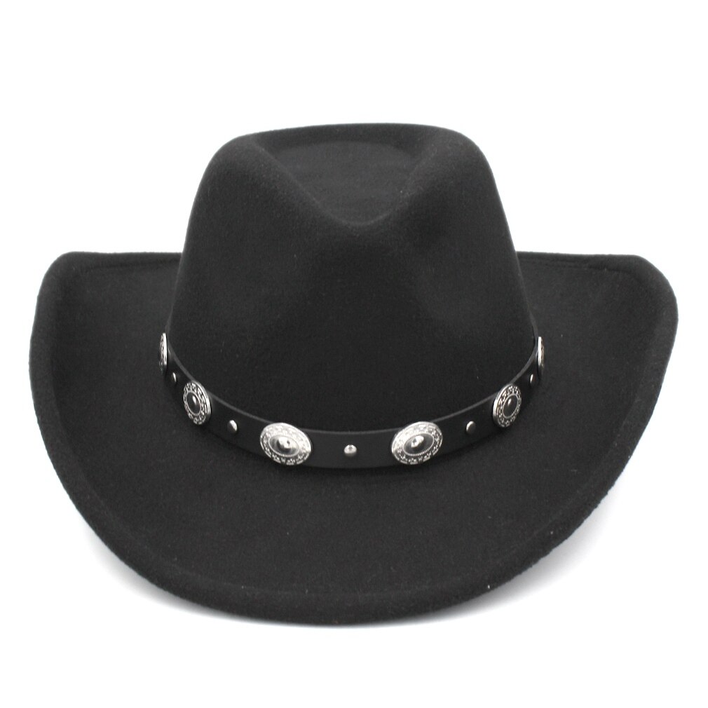 Mistdawn Men Women Western Cowboy Derby Hat Sombrero Godfather Cap Outdoor Wide Brim Jazz Top With Leather Band