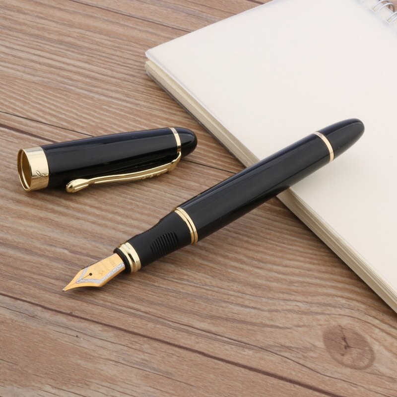 Luxe Jinhao X450 Metalen Vulpen Gouden Zwarte Elegante Briefpapier Kantoor Schoolbenodigdheden Inkt Pen: black