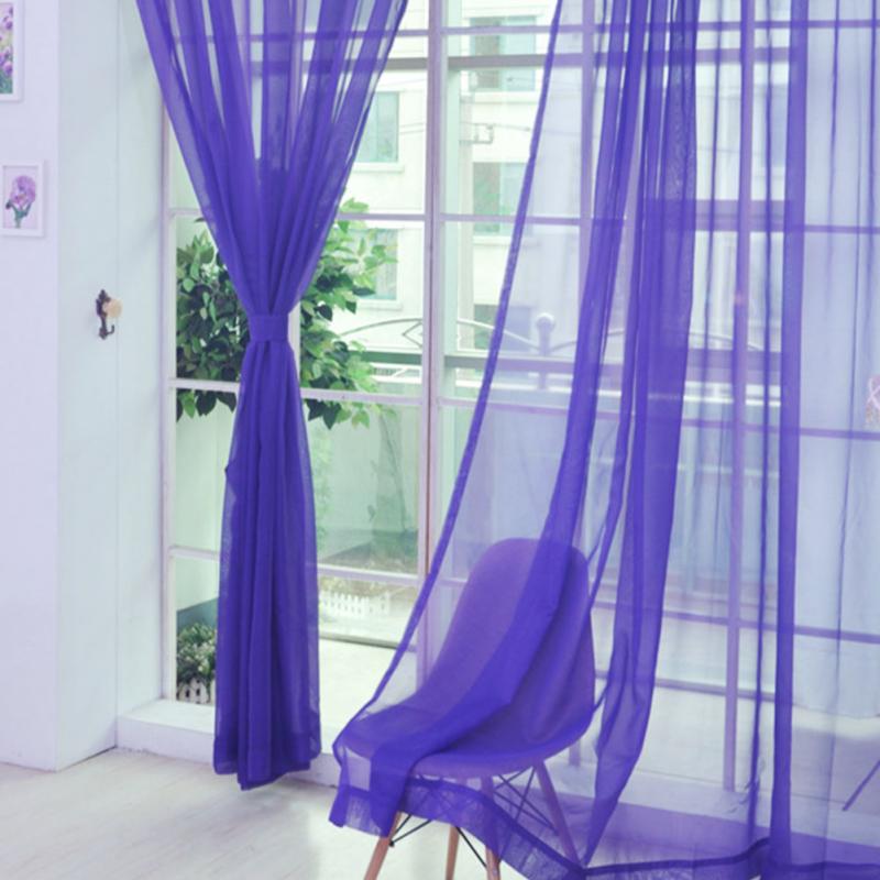 Romantisk soveværelse billig færdig organza barn vinduesgardin til stue bryllup boligindretning: Lilla / 2pc 200 x 100cm