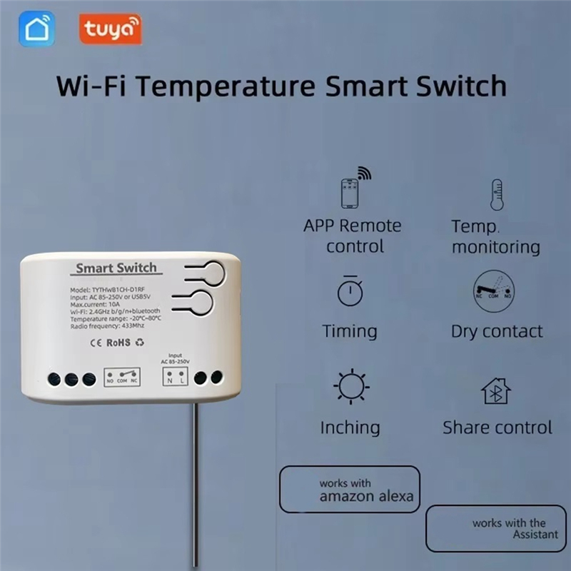 ABAC-accorto Interruttore di Temperatura Interruttore Intelligente con Sensore di Temperatura Tuya Wifi Interruttore Wifi Interruttore Relè Tuya accorto interruttore AC 85-25