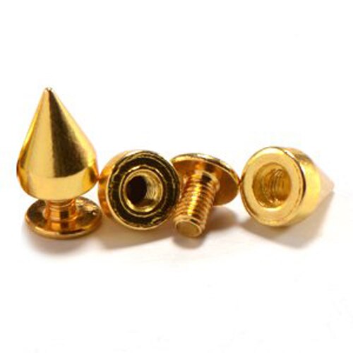 Praktische Szd 9.5Mm 100Pcs Screwback Gold Cone Spikes Studs Leathercraft Diy Punk Spots Bullet