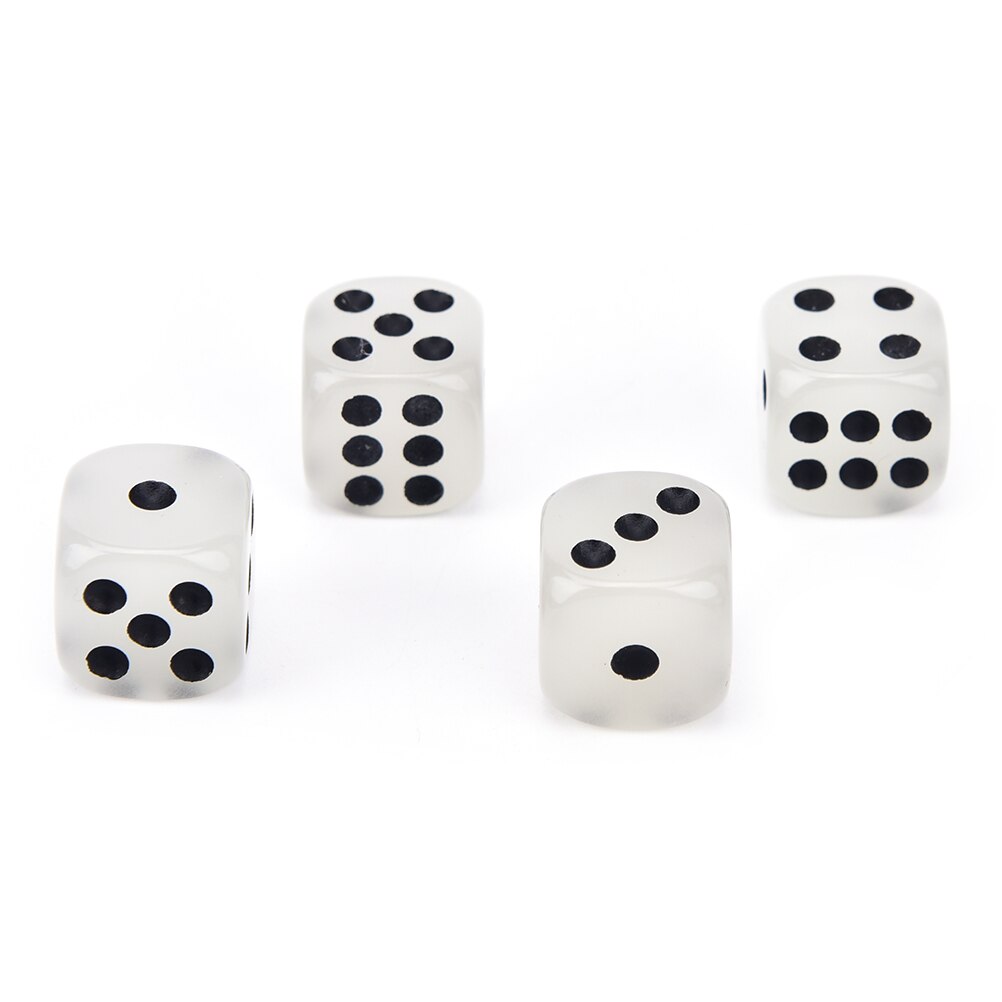 4PCS Fillet Black Pips Luminous Dice 6 Side For Boardgame Night Bar KTV 14mm