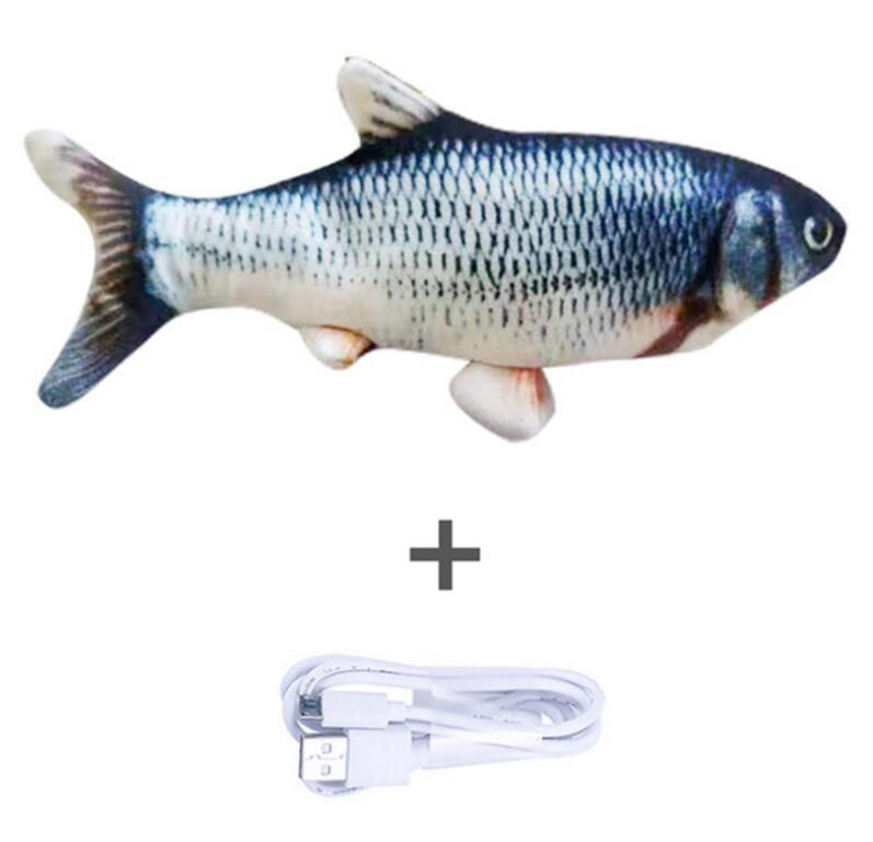 30cm elektriske fisk legetøj kat bider usb opladning elektrisk simulering fiske legetøj kat tygger lege legetøj legetøj til børn