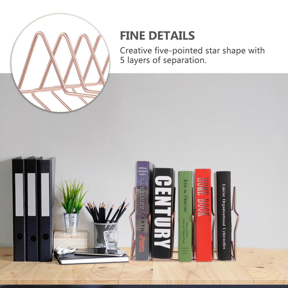 1pc Book Rack Desktop Star Bookshelf Magazine Storage Shelf for Office Home