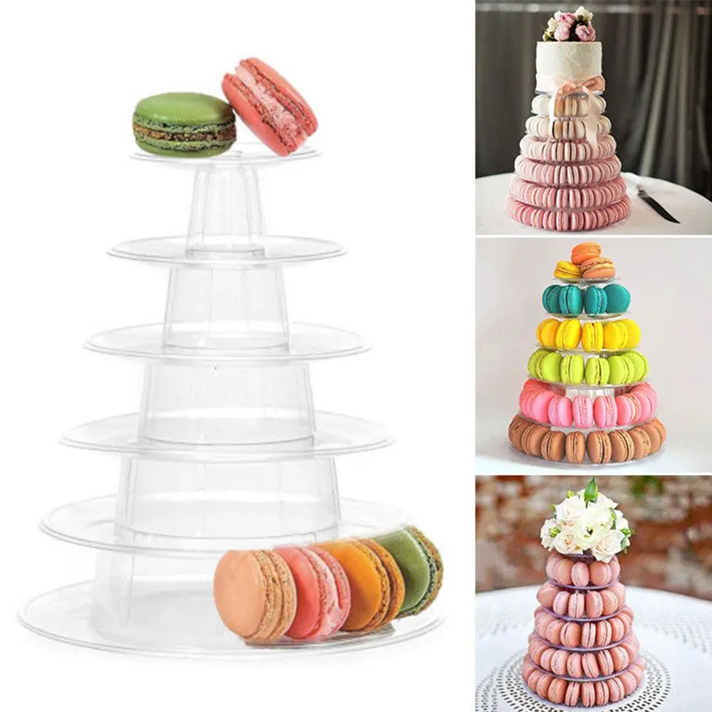 Macaron Torni Esittelyteline 6 Tasoa - Kakku Cupcake Häät - Muovi