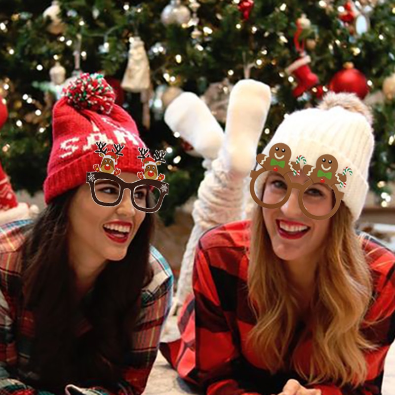 Gafas navideñas con marco de Papá Noel y muñeco de nieve para niños, decoración navideña, 9 Uds.,