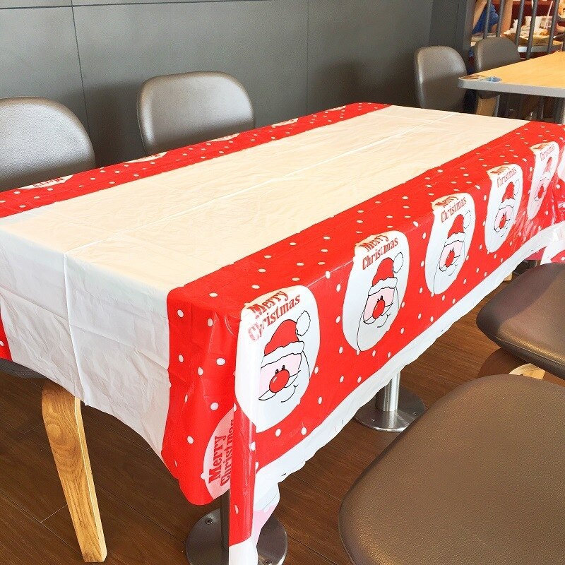 3pcs Disposable Christmas Tablecloth Xmas Tree Santa Table Covers for Christmas Party Navidad Kitchen Dining Table Cloth Decors
