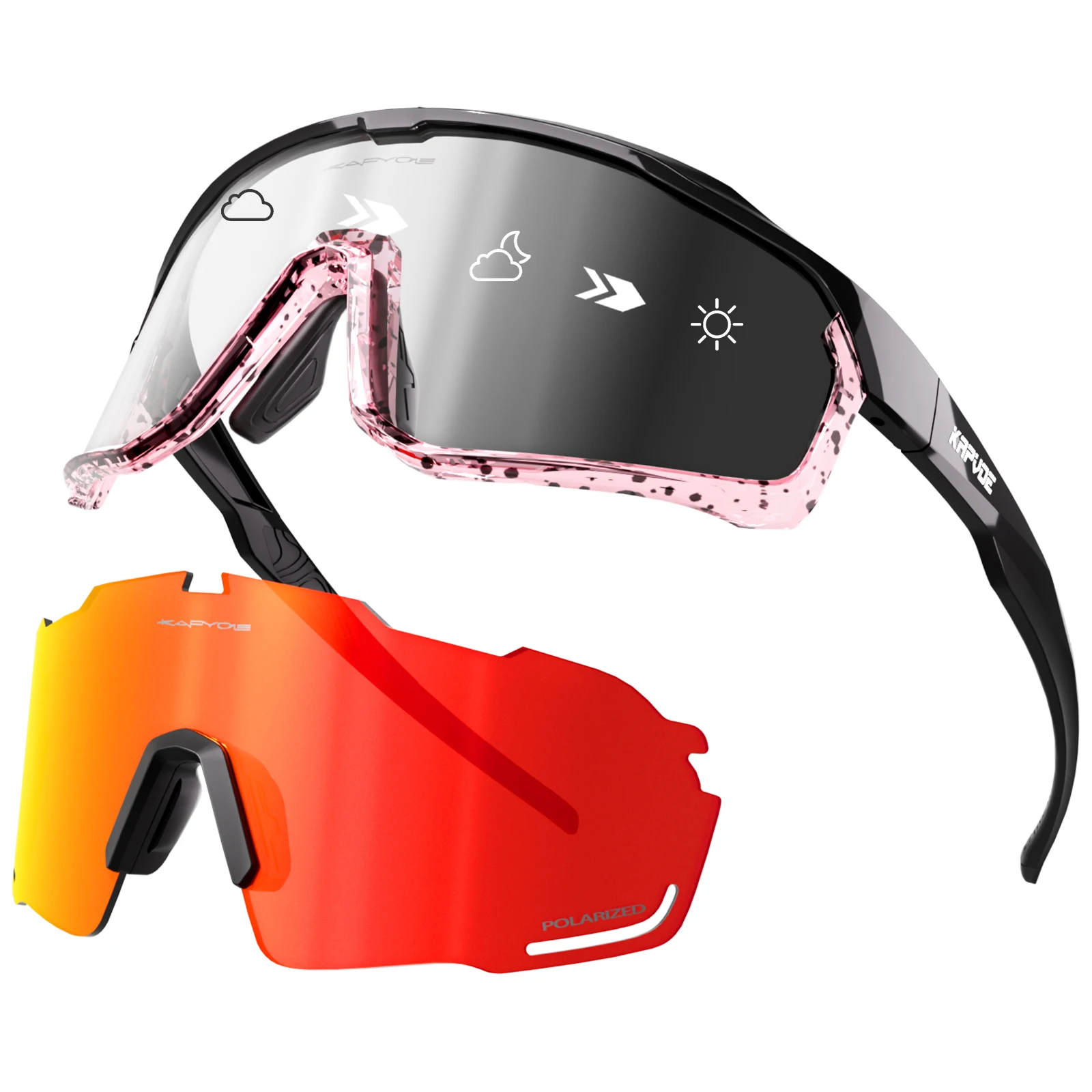 Kapvoe fotokromatiska cykelsolglasögon för män cykelglasögon herr mtb mountainbike cykelglasögon glasögon kvinnor sport  uv400: Guld-