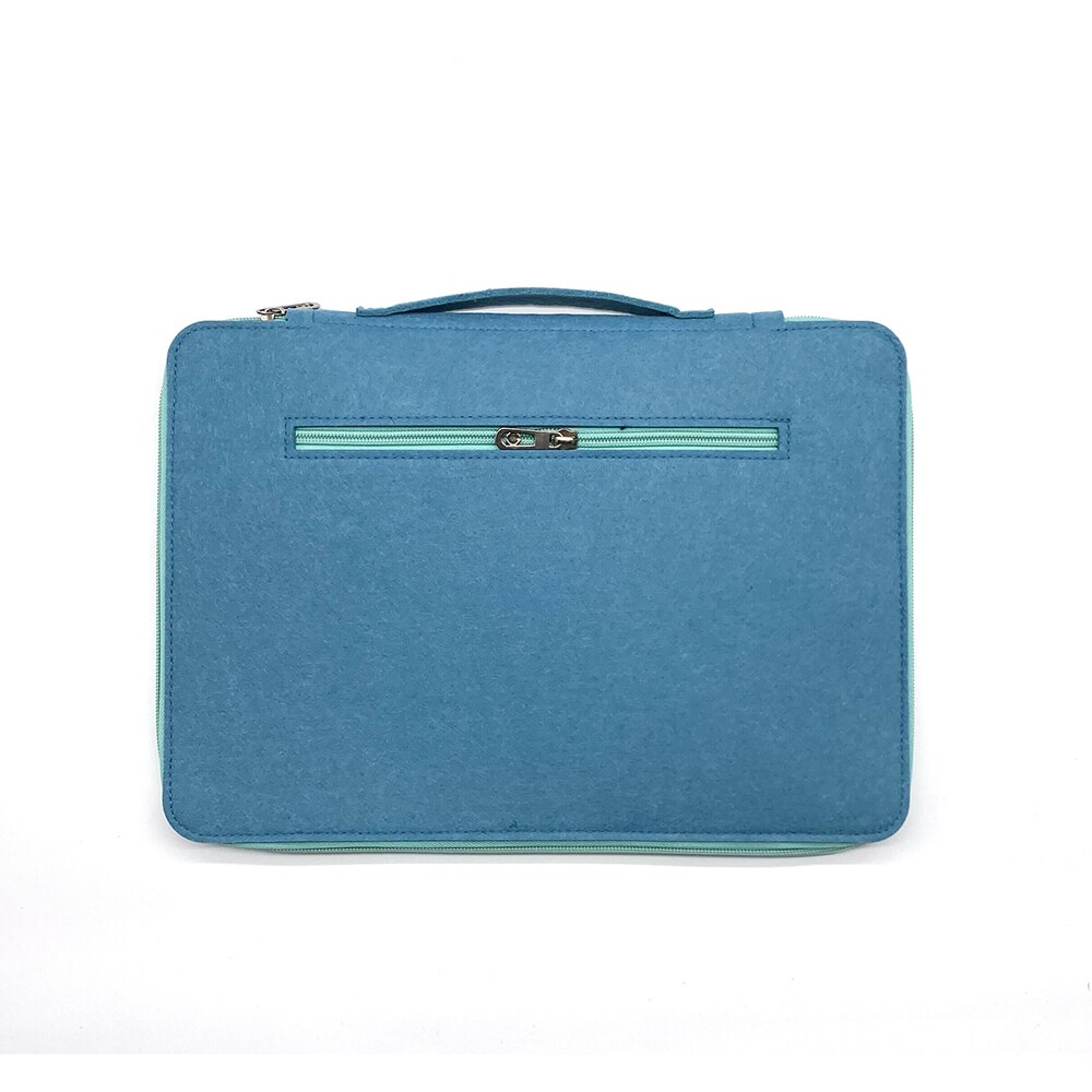 A4 wool felt Document Organizer Folder Padfolio Multifunction Business Holder Case Ipad Bag Office Filing Briefcase Storage: Sky Blue