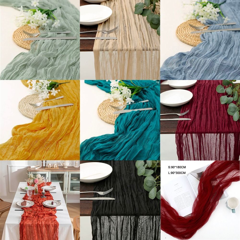 Lång ostduk gasvävd bordslöpare halvtransparent enfärgad bordsduk vintage ostduksduk banketter